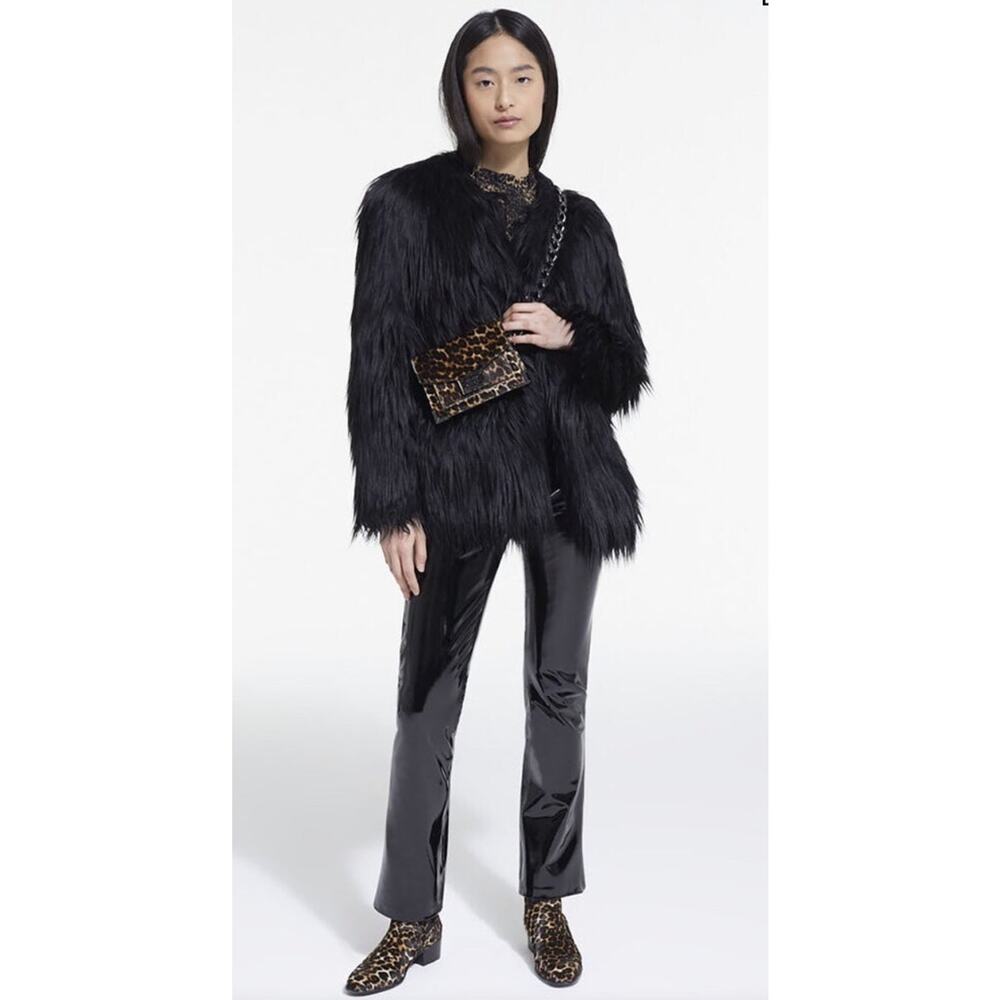 RESERSIBLE BLACK HOBO FAUX FUR COAT size medium